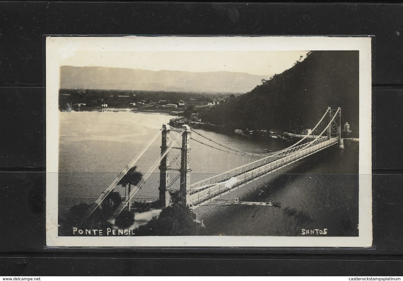 O) BRAZIL, OLD POSTAL CARD, SUSPENSION BRIDGE  OF WOODEN, CITY SANTOS PRAIA GRANDE-FROM 1914, POSTAL CARD UNUSED - Altri