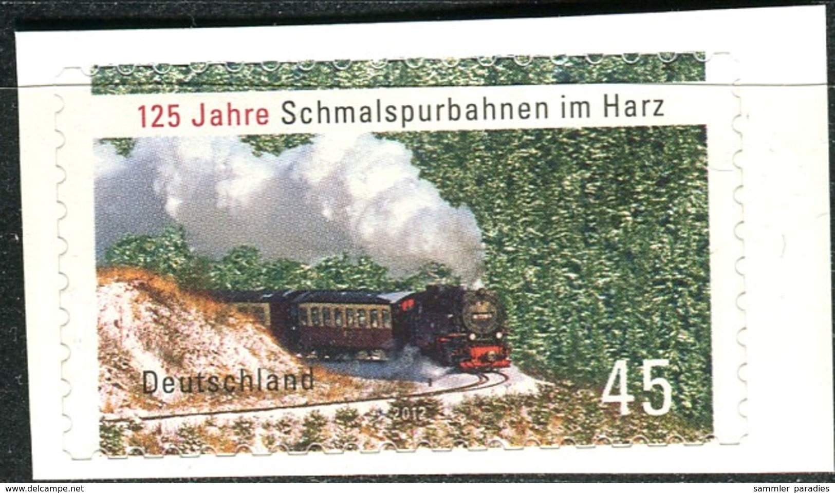 BRD - Mi 2916 Gestanzt Aus FB 20 - ** Postfrisch (D) - 45C      125 Jahre Schmalspurbahnen Harz - Ungebraucht