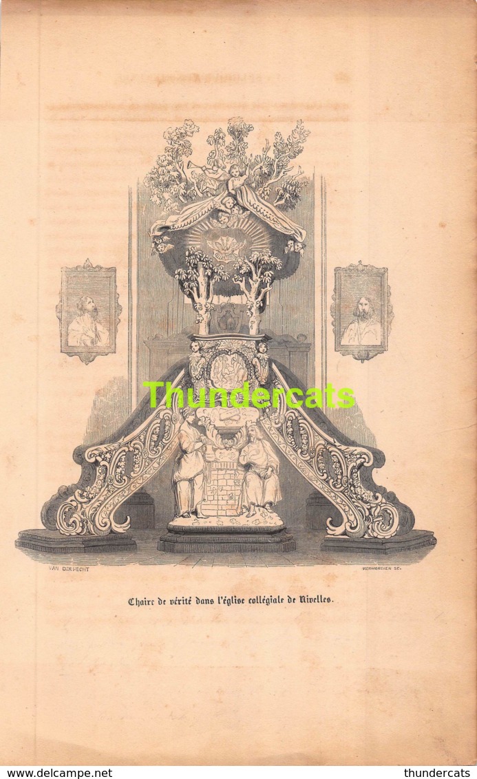 ANCIENNE COUPURE GRAVURE D'UN PUBLICATION DE 1844 OUD KNIPSEL UIT OUDE PUBLICATIE VAN DER HECHT VERMORCKEN NIVELLES NIJV - Estampes & Gravures