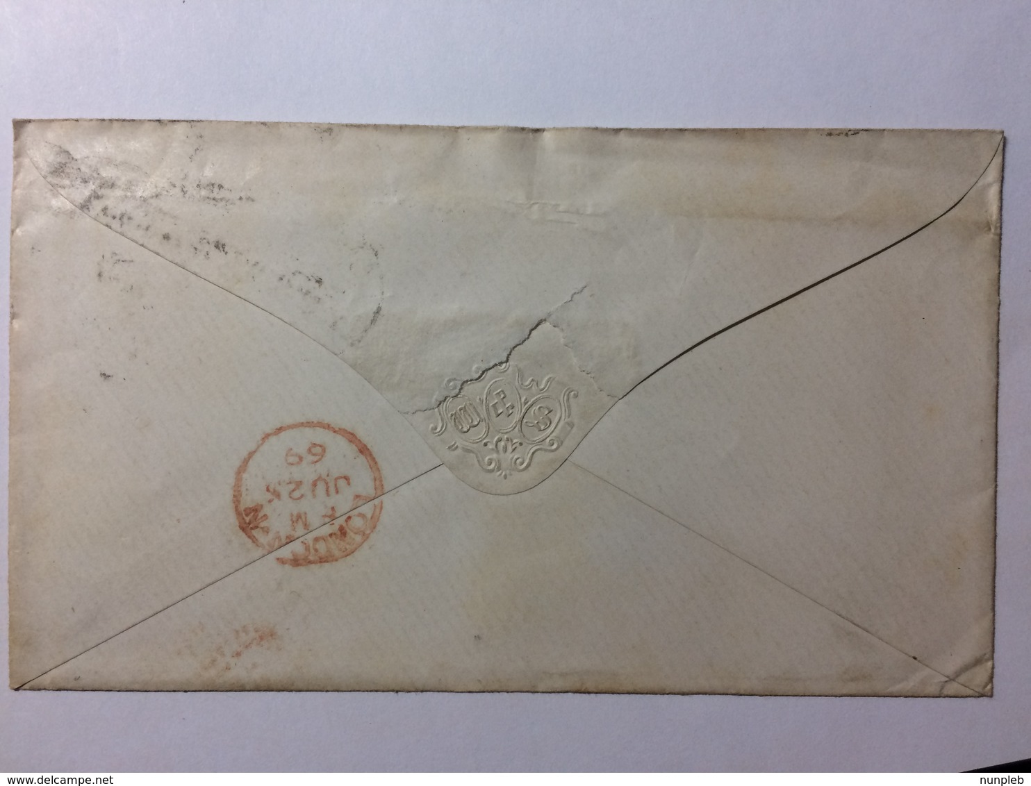 GB 1869 Victoria Cover - London Marks Tied With 1d Red Plate 107 - Brieven En Documenten