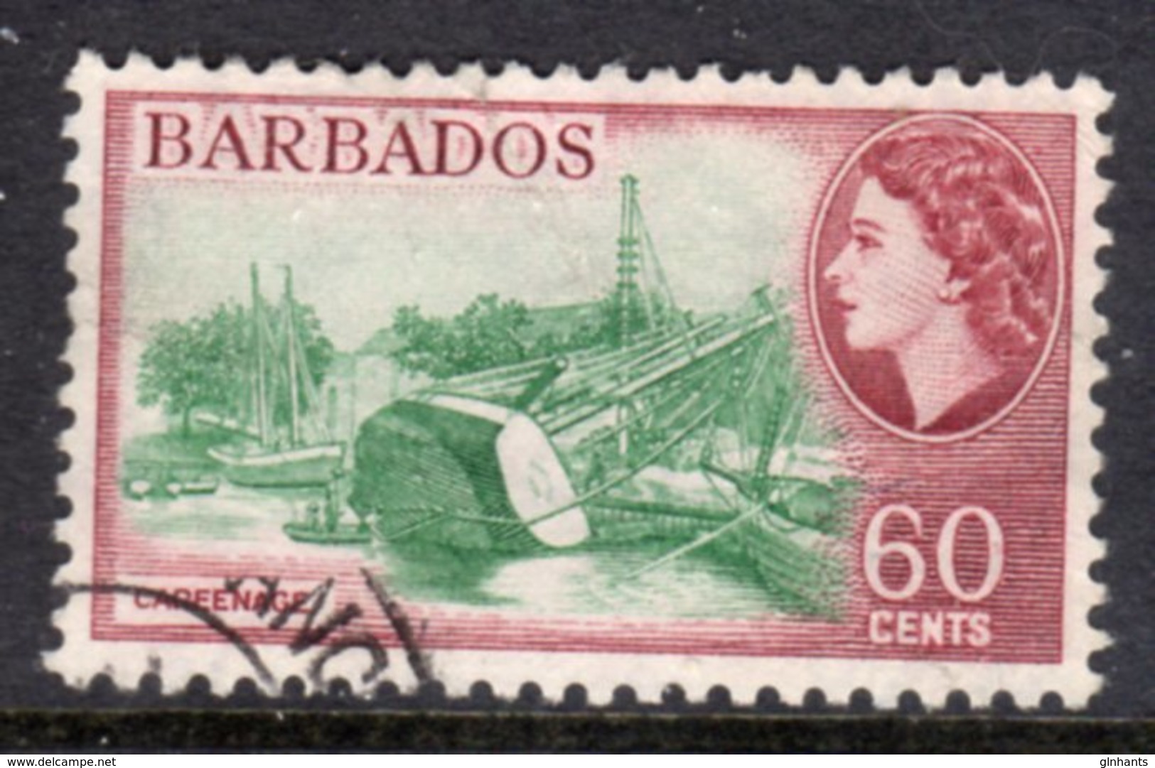 BARBADOS - 1953-61 1956 60c DEFINITIVE STAMP FINE USED SG 299 - Barbados (...-1966)