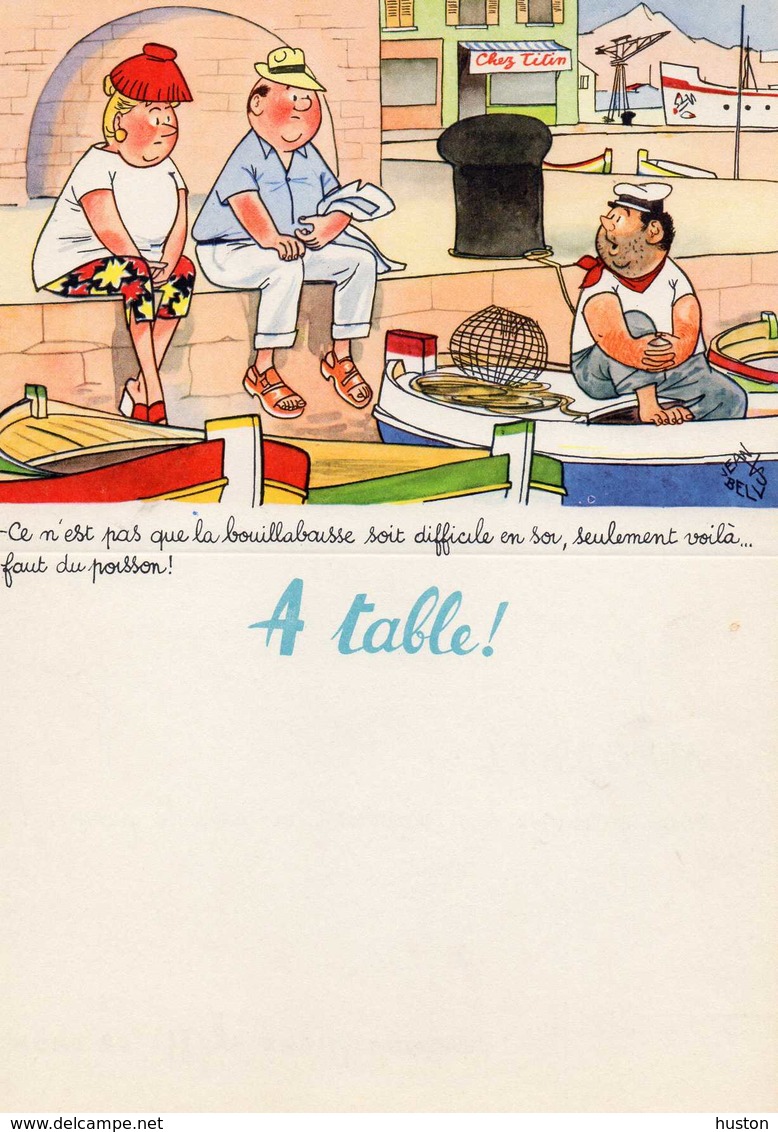 Jean BELLUS - MENU "A Table" - Laboratoires LEBRUN - Menus