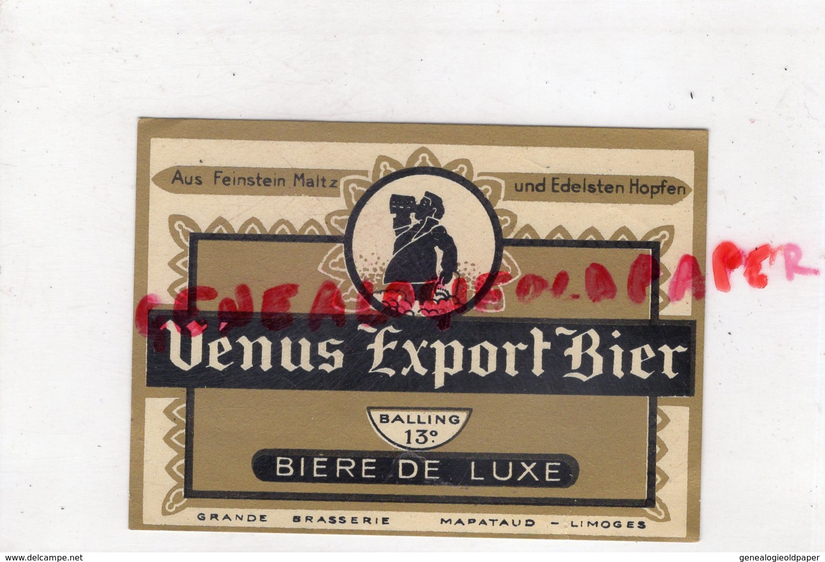 87- LIMOGES- ETIQUETTE BIERE BRASSERIE BERTRAND MAPATAUD - VENUS EXPORT BIER - Bière