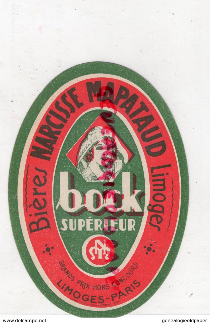 87- LIMOGES- ETIQUETTE BIERE BRASSERIE NARCISSE MAPATAUD - BOCK SUPERIEUR - Bière