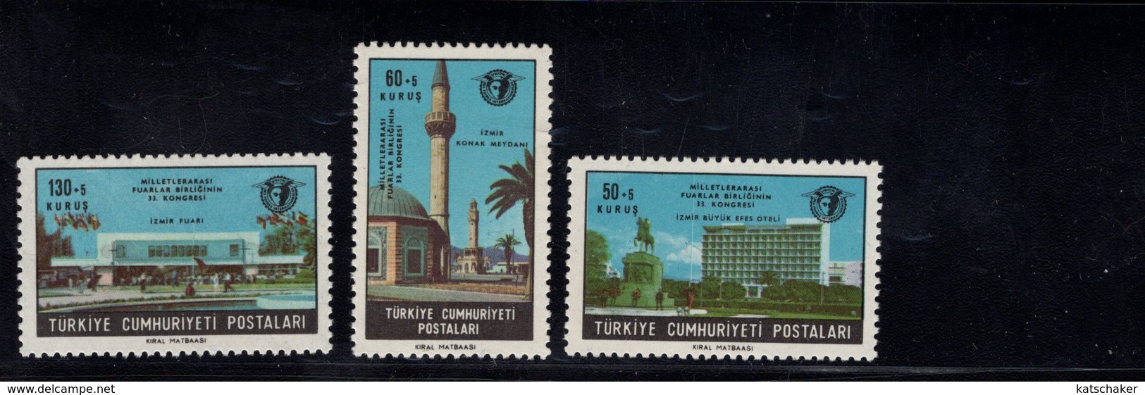 690255538 TURKEY 1967  POSTFRIS MINT NEVER HINGED POSTFRISCH EINWANDFREI SCOTT B117 B119 33RD CONGRESS INTL FAIR ASSOC - Neufs