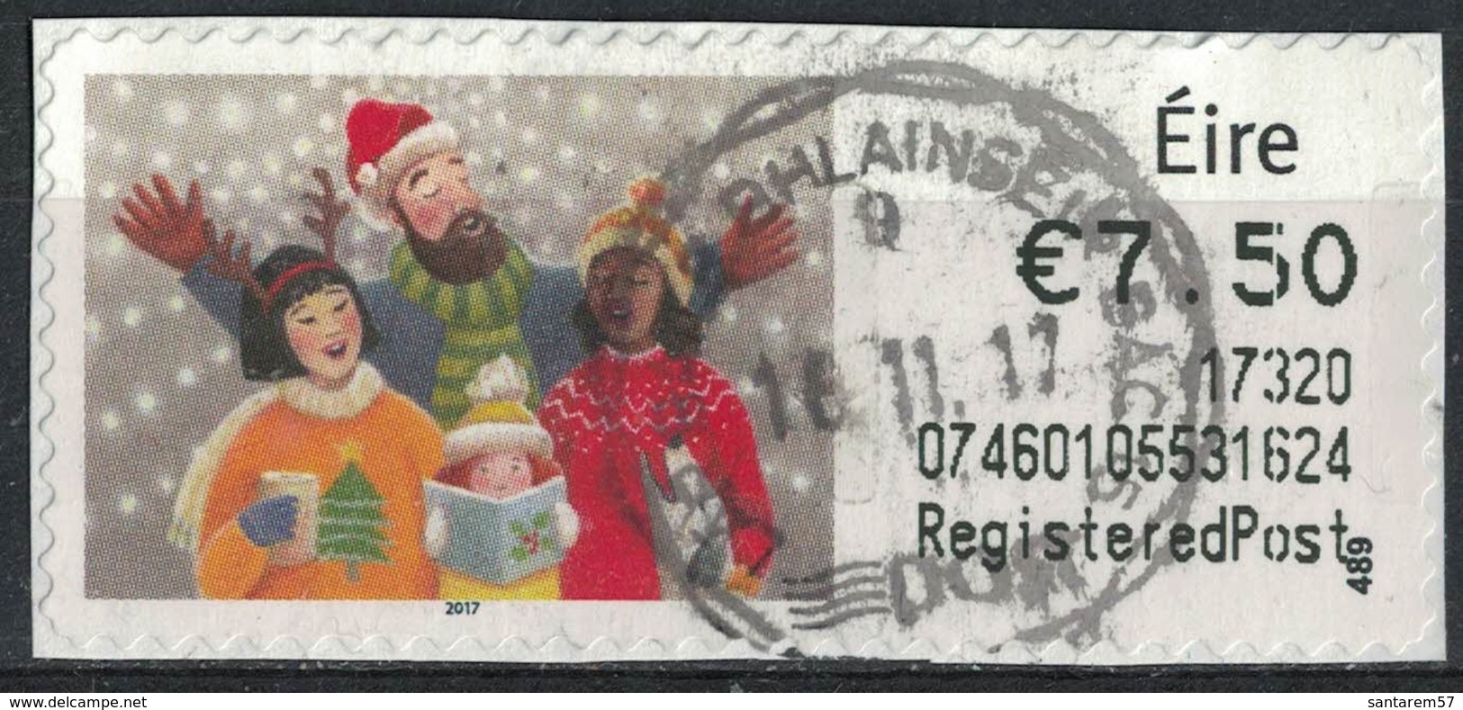 Irlande Vignette Oblitérée Chants De Noël SU - Automatenmarken (Frama)