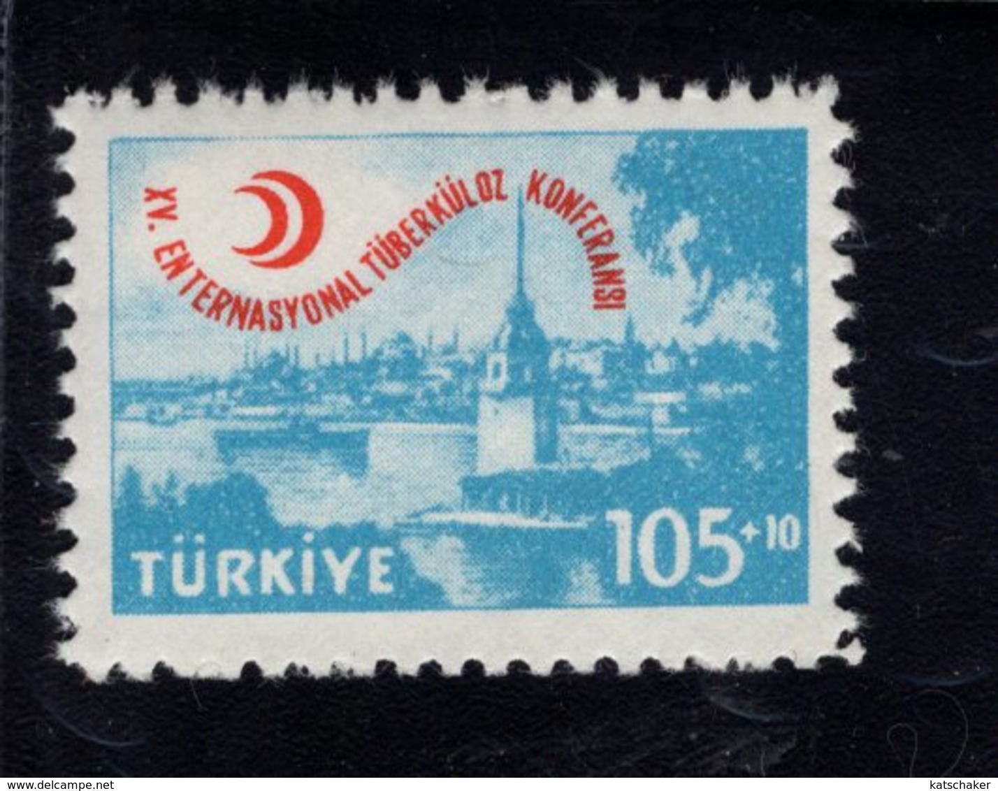 690258298 TURKEY 1959  POSTFRIS MINT NEVER HINGED POSTFRISCH EINWANDFREI SCOTT B74 INTERNATIONAL TUBERCULOSIS CONGRESS - Oblitérés