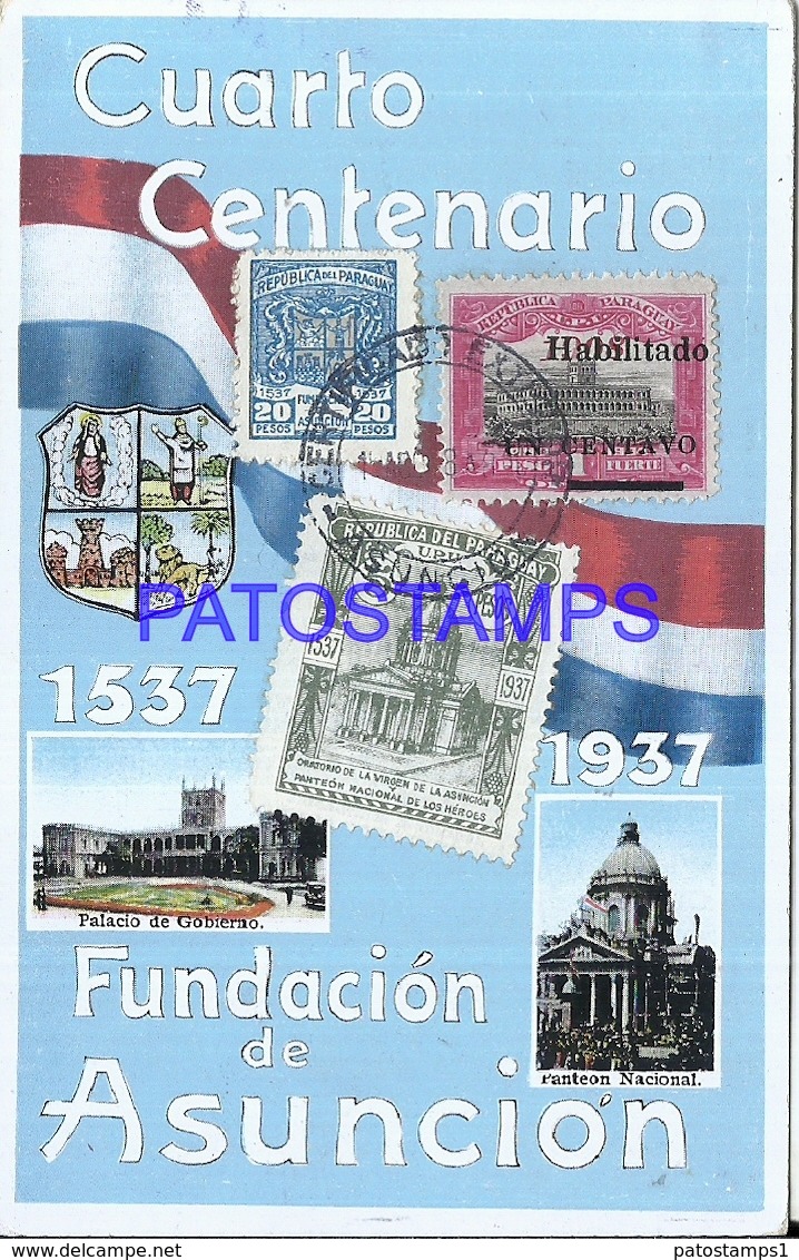 105653 PARAGUAY ASUNCION FUNDACION CENTENARIO MULTI VIEW HERALDRY & FLAG POSTAL POSTCARD - Paraguay