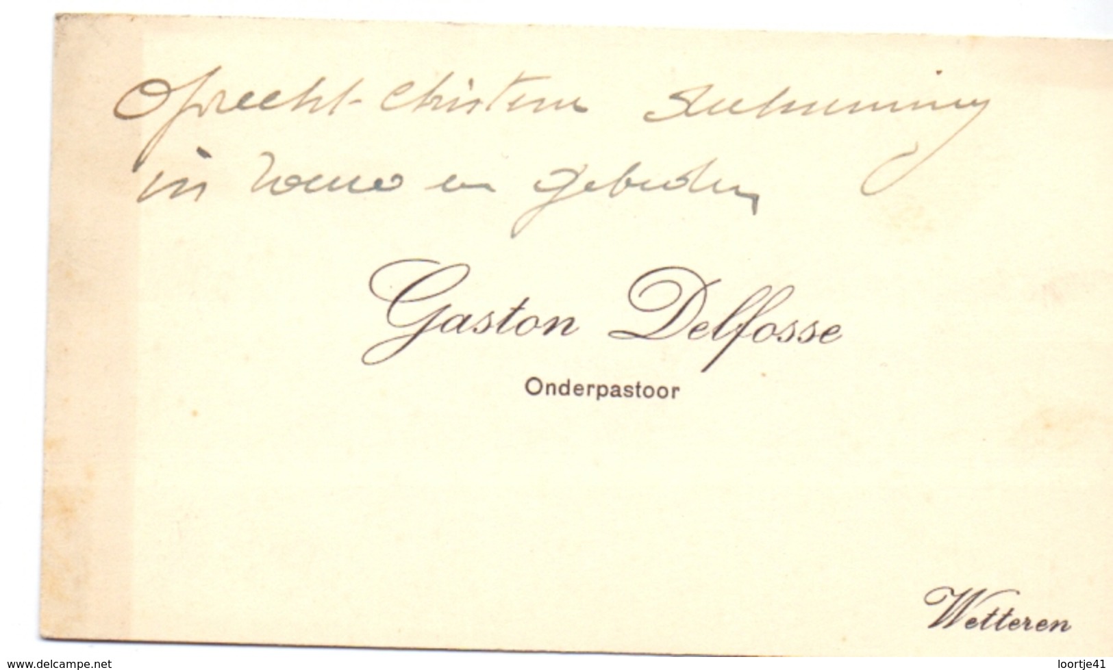 Visitekaartje - Carte Visite - Onderpastoor Gaston Delfosse - Wetteren - Cartes De Visite