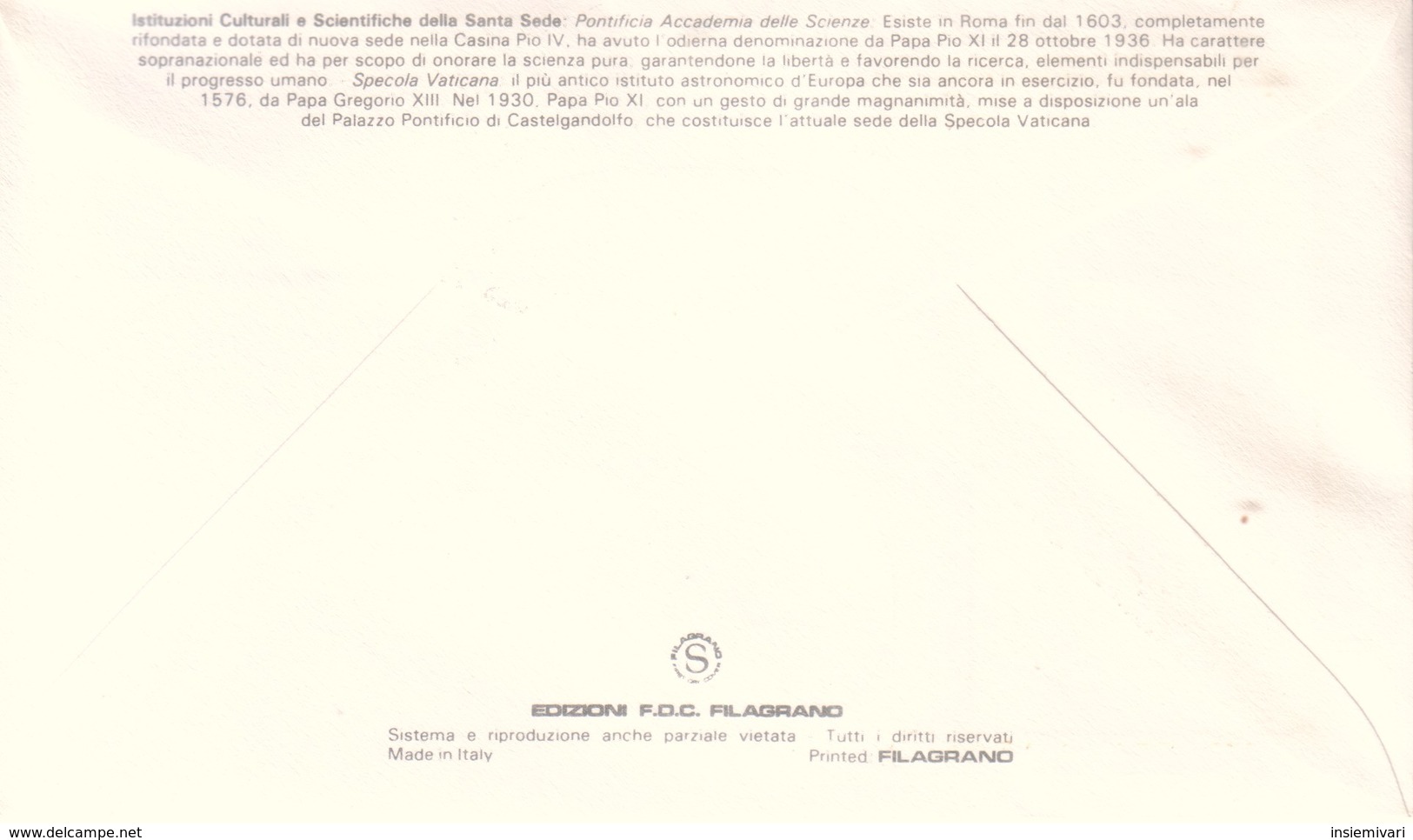 1984 VATICANO FDC ISTITUZIONI CULTURALI. - FDC