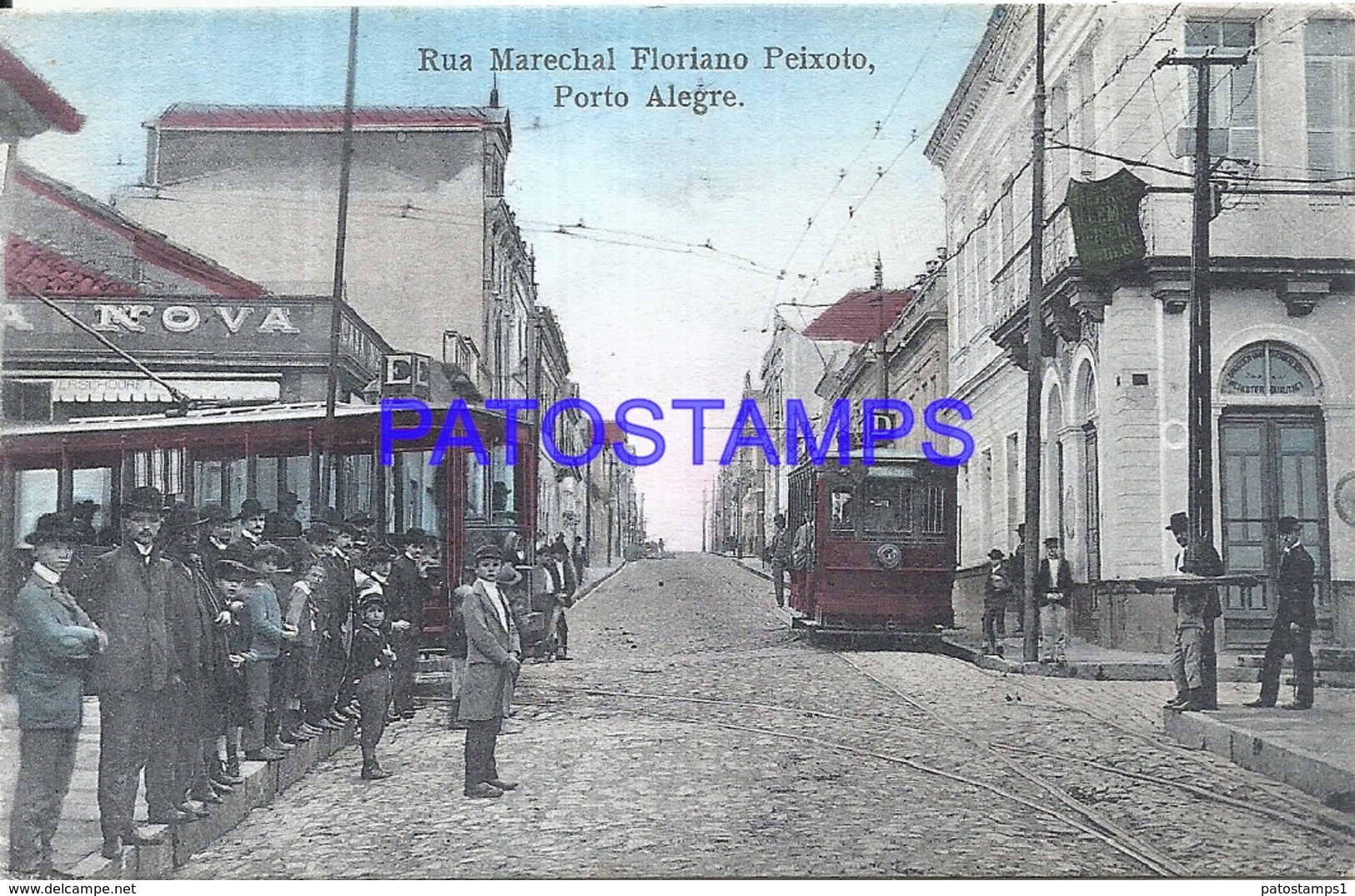 105660 BRAZIL BRASIL PORTO ALEGRE RIO GRANDE DO SUL STREET MARECHAL FLORIANO PEIXOTO & TRANVIA TRAMWAY POSTAL POSTCARD - Autres & Non Classés