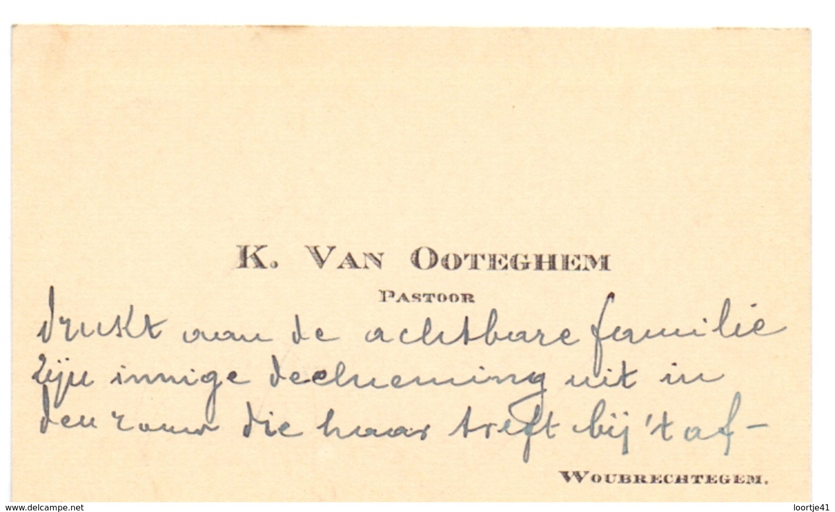 Visitekaartje - Carte Visite - Pastoor K. Van Ooteghem - Woubrechtegem - Cartes De Visite