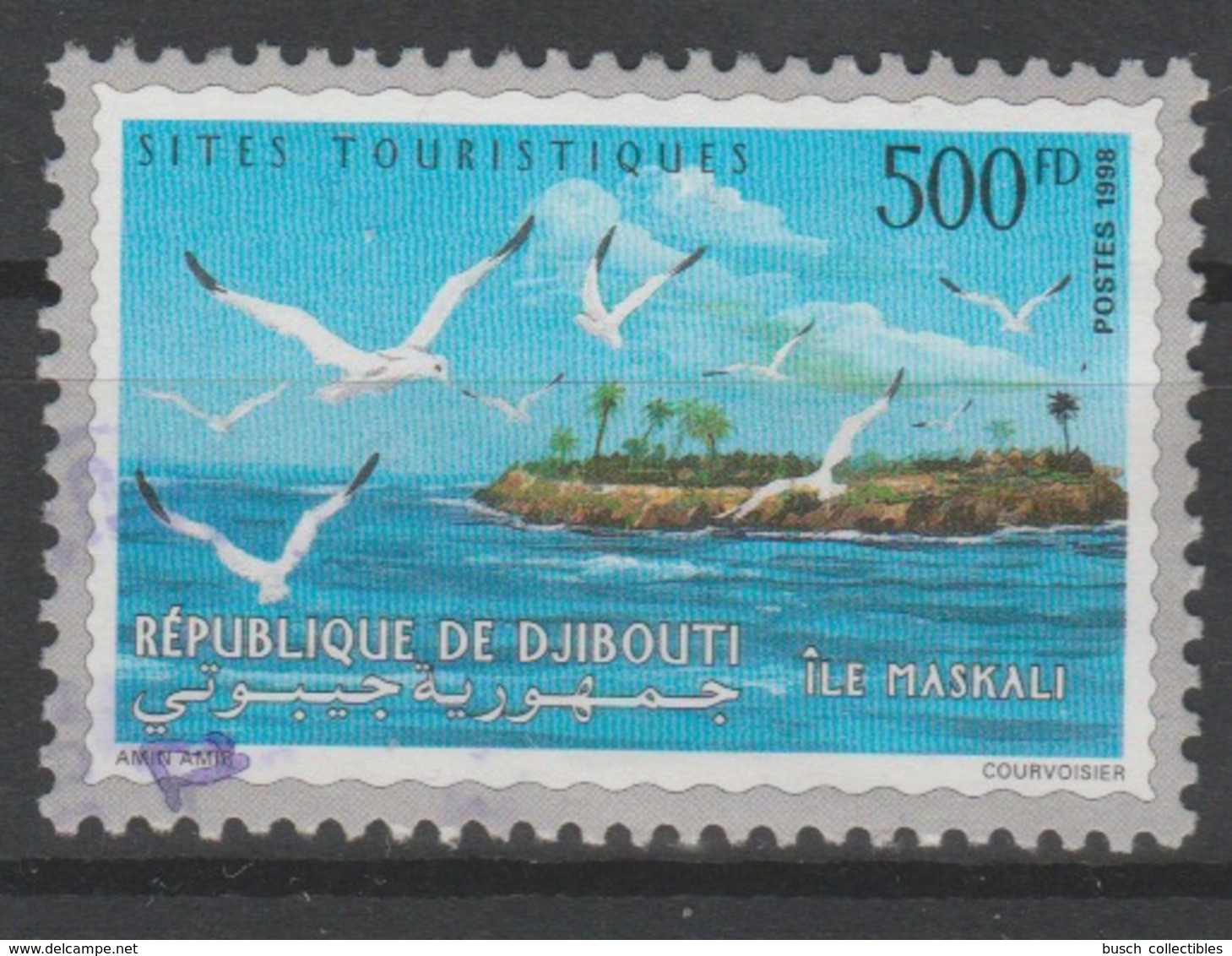 Djibouti Dschibuti 1998 Mi. 673 Obl. Sites Touristiques Ile Maskali Mouettes Oiseaux Birds Vögel Faune Fauna RARE - Dschibuti (1977-...)