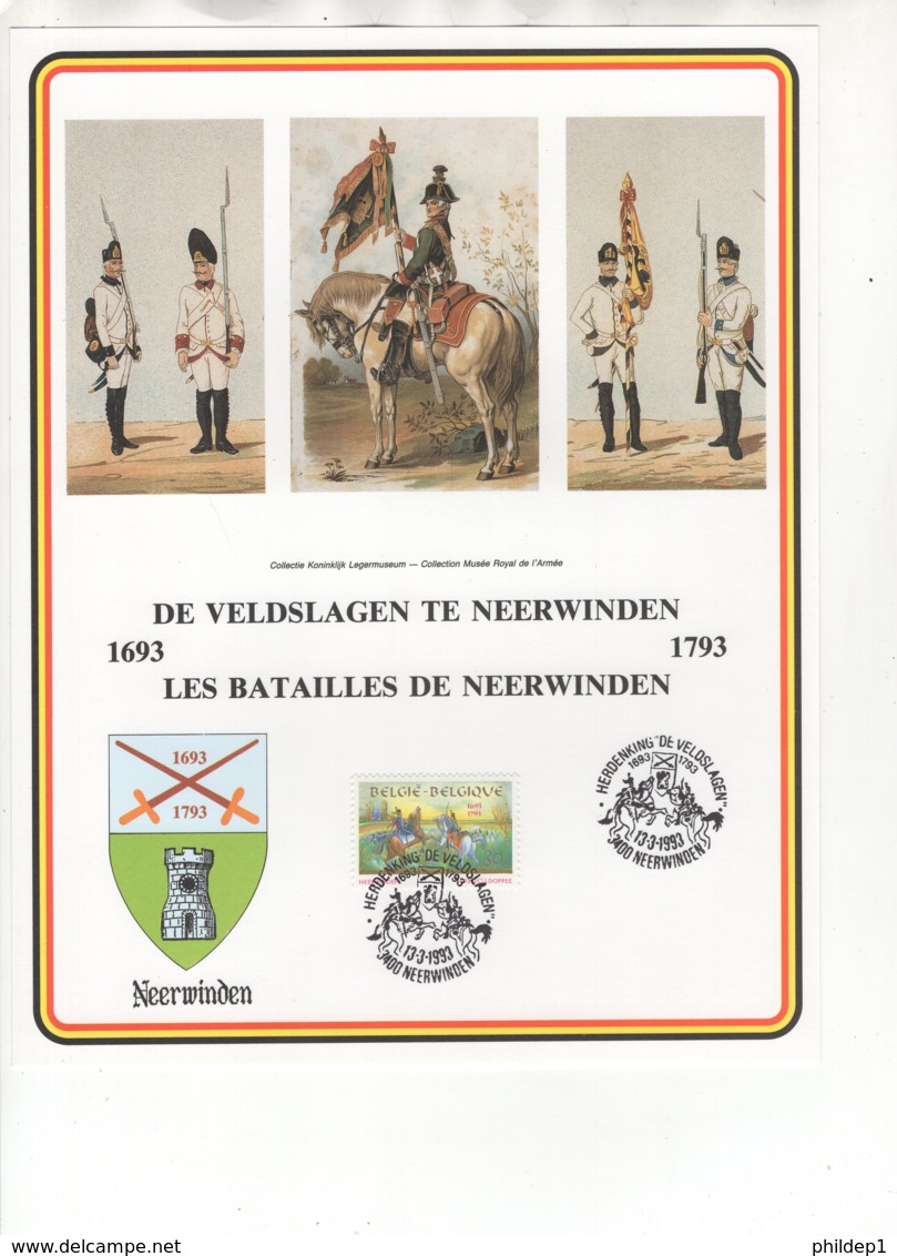 Les Batailles De Neerwinden - De Veldslagen Te Neerwinden 1693-1793. 13/3/1993. - Souvenir Cards - Joint Issues [HK]