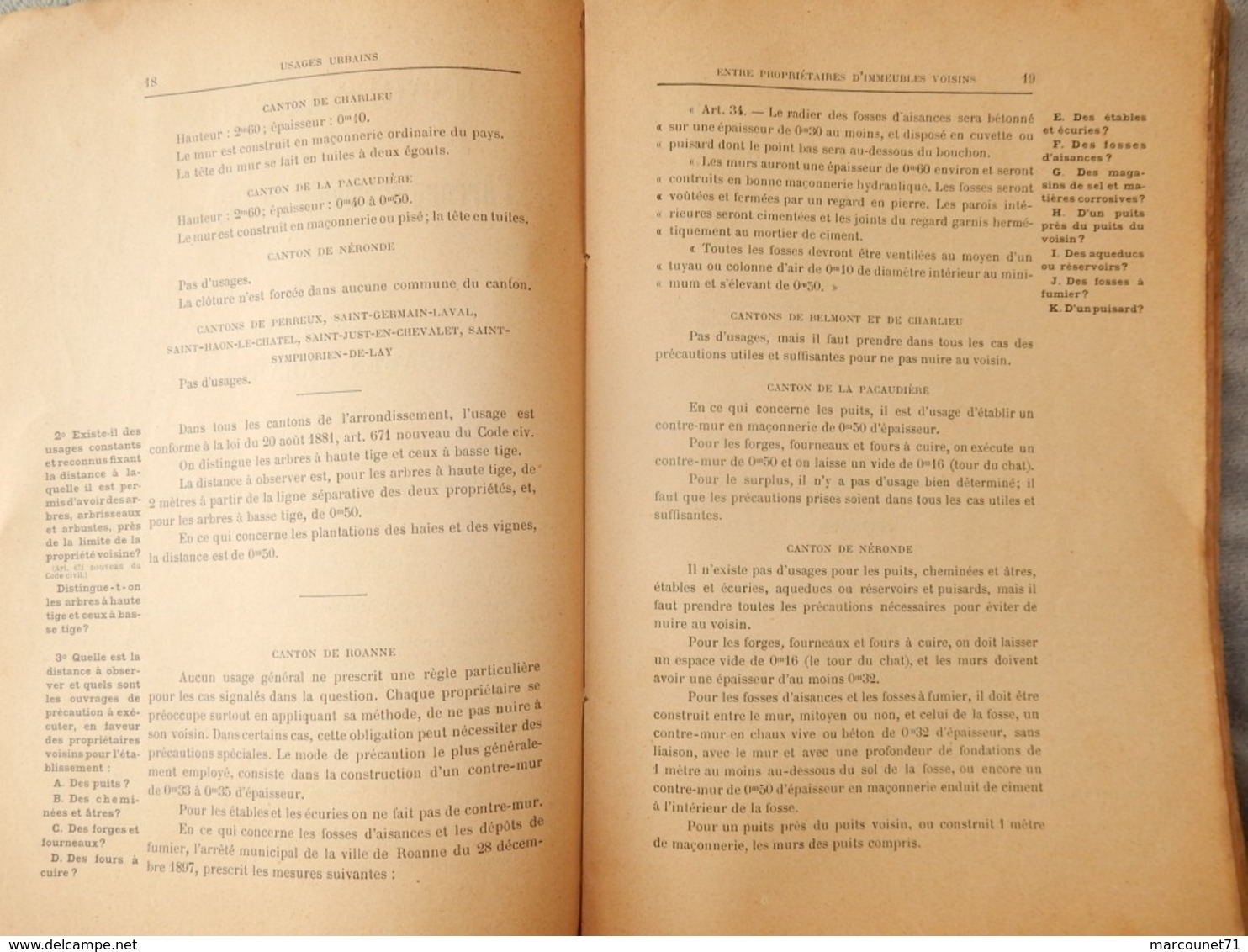 RARE BROCHURE CODIFICATION DES USAGES LOCAUX DÉPARTEMENT DE LA LOIRE ARRONDISSEMENT DE ROANNE 1906 - Comptabilité/Gestion