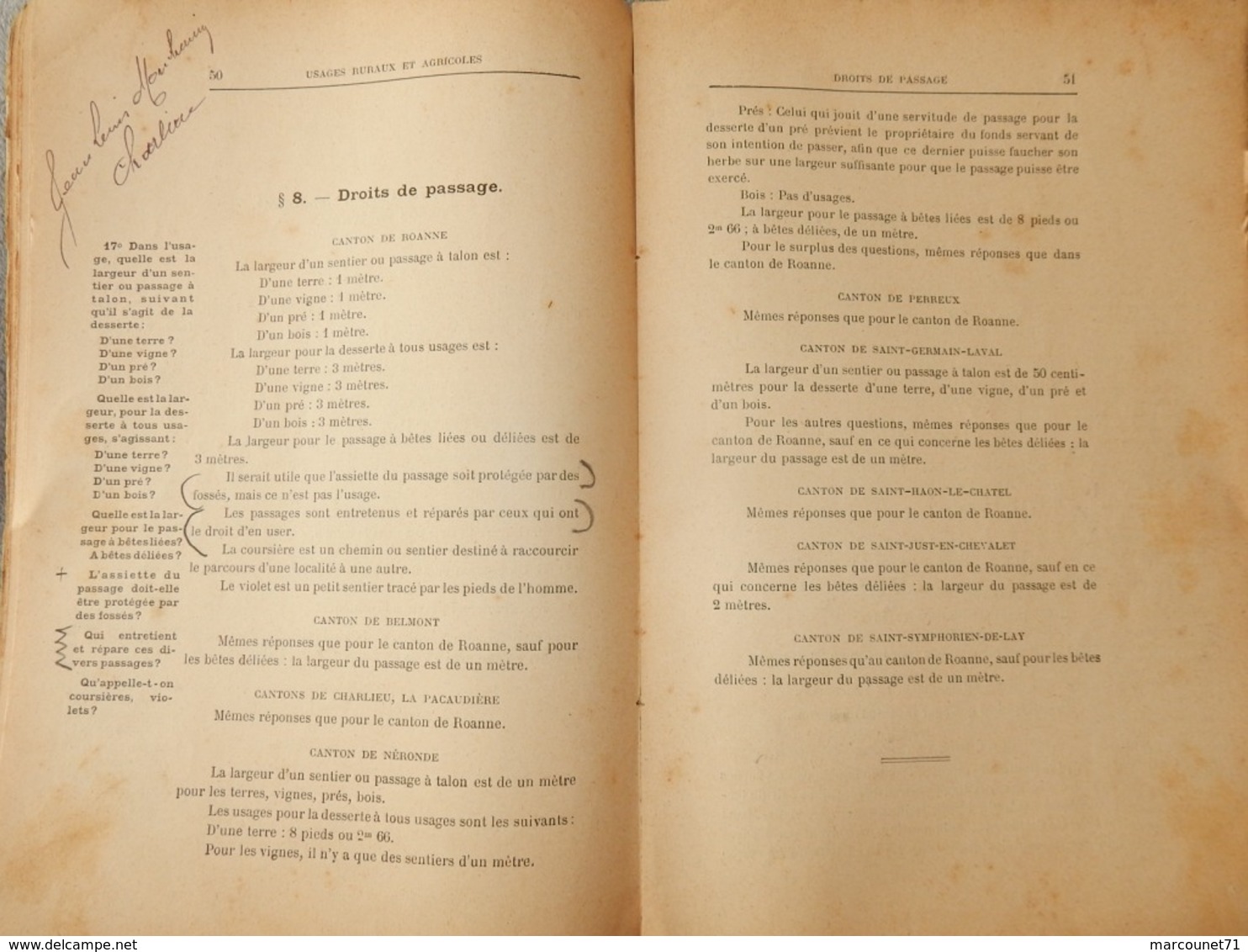 RARE BROCHURE CODIFICATION DES USAGES LOCAUX DÉPARTEMENT DE LA LOIRE ARRONDISSEMENT DE ROANNE 1906 - Comptabilité/Gestion