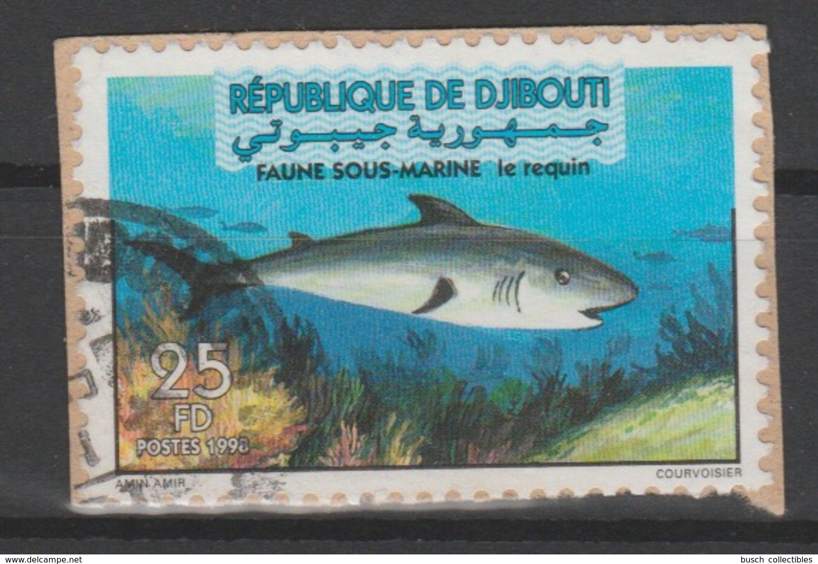 Djibouti Dschibuti 1998 Mi. 666 Obl. Faune Sous-marine Le Requin Shark Haifisch Fauna RARE - Dschibuti (1977-...)