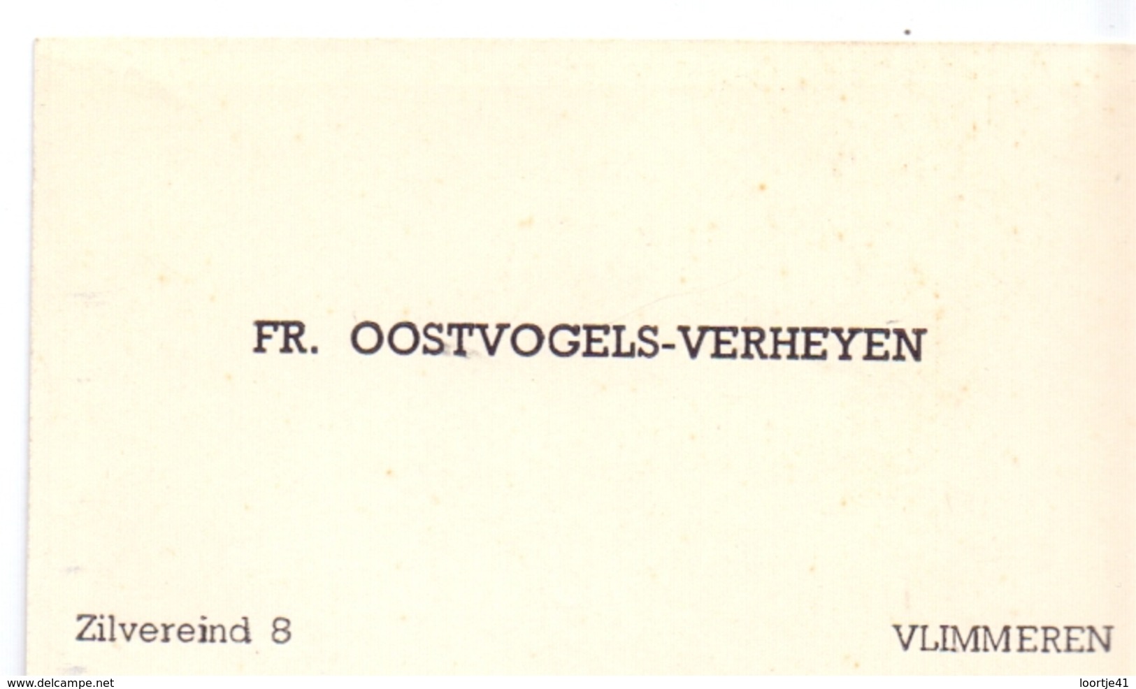 Visitekaartje - Carte Visite - Fr. Oostvogels - Verheyen - Vlimmeren - Cartes De Visite