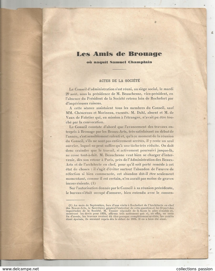 Régionalisme,bulletin De La Société Des Amis De BROUAGE N° 2,1933,3 Scans , 8 Pages, Charente Maritime , Frais Fr 1.95 E - Poitou-Charentes