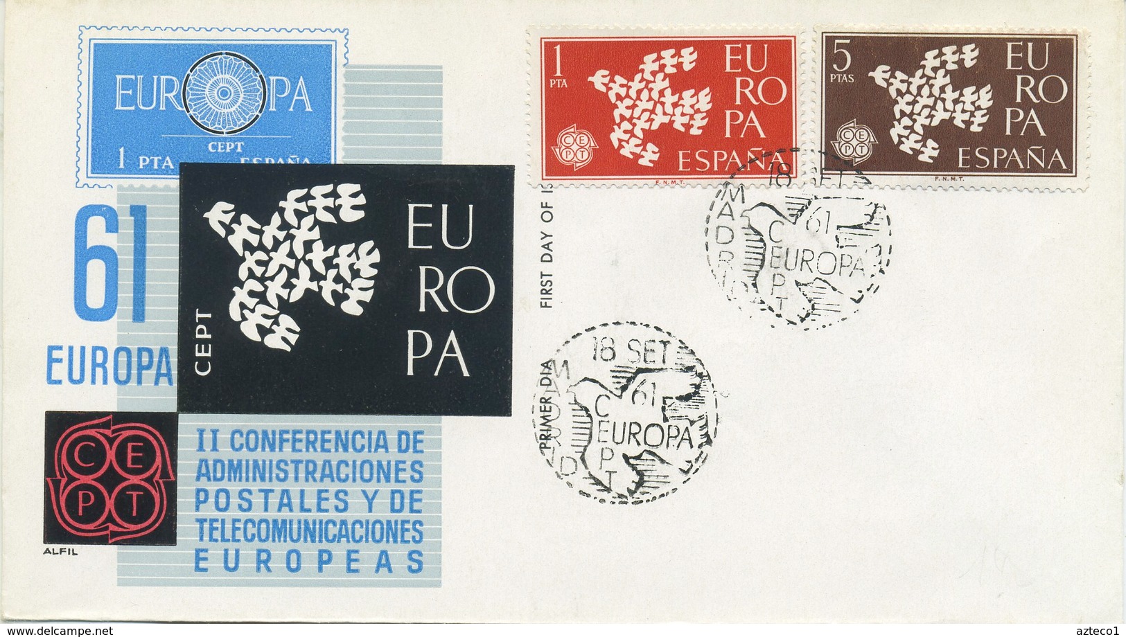 SPAGNA  - FDC ALFIL 1961 - EUROPA UNITA - CEPT -  ANNULLO SPECIALE - FDC