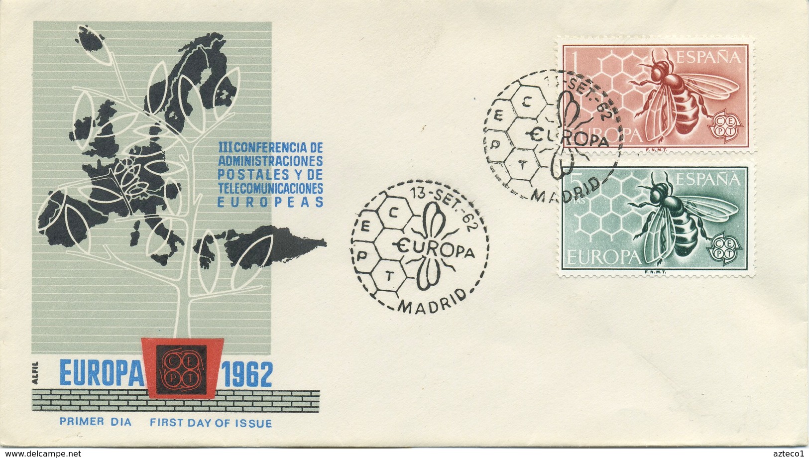 SPAGNA  - FDC ALFIL 1962 - EUROPA UNITA - CEPT -  ANNULLO SPECIALE - FDC