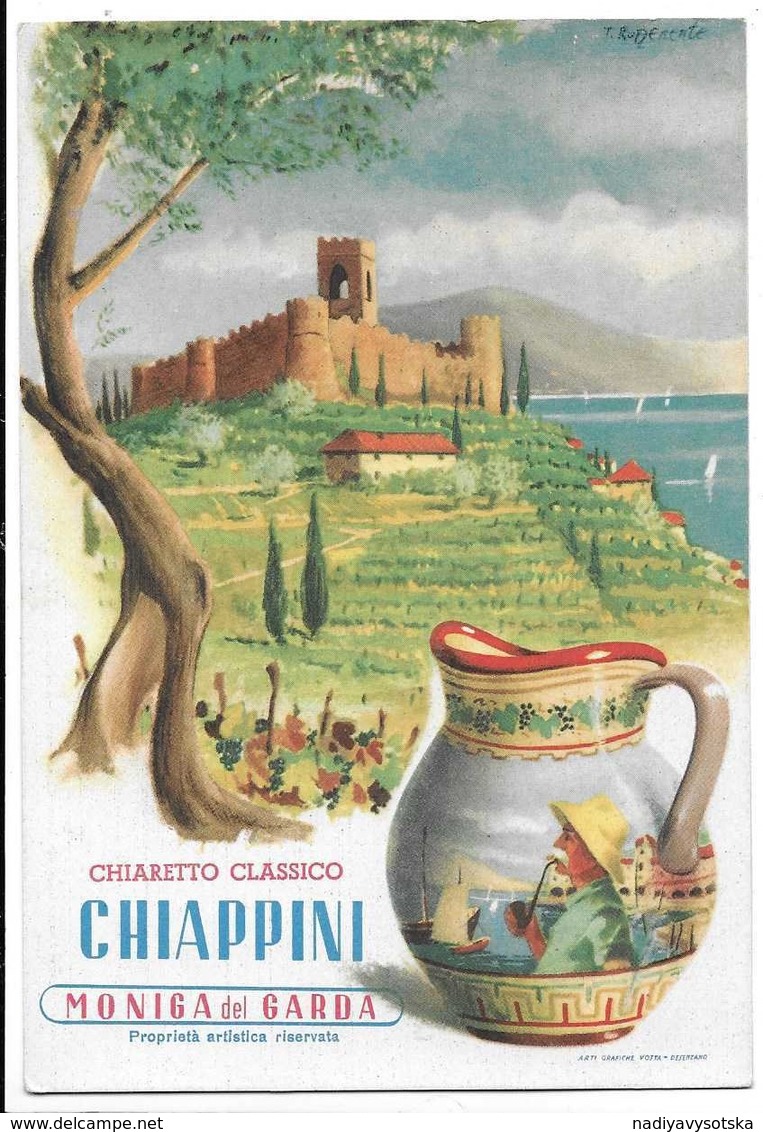 Cartolina Pubblicitaria - Moniga Del Garda (Brescia). Vino - Chiaretto Classico "Chiappini". - Brescia