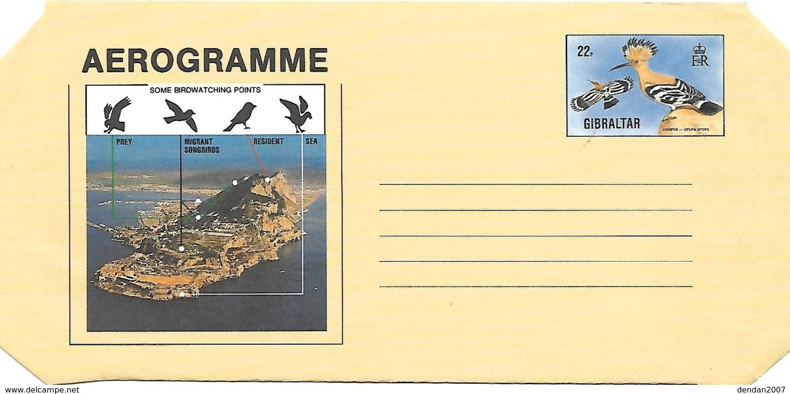 Gibraltar - Postal Stationary Aerogram - Eurasian Hoopoe Upupa Epops - Coucous, Touracos