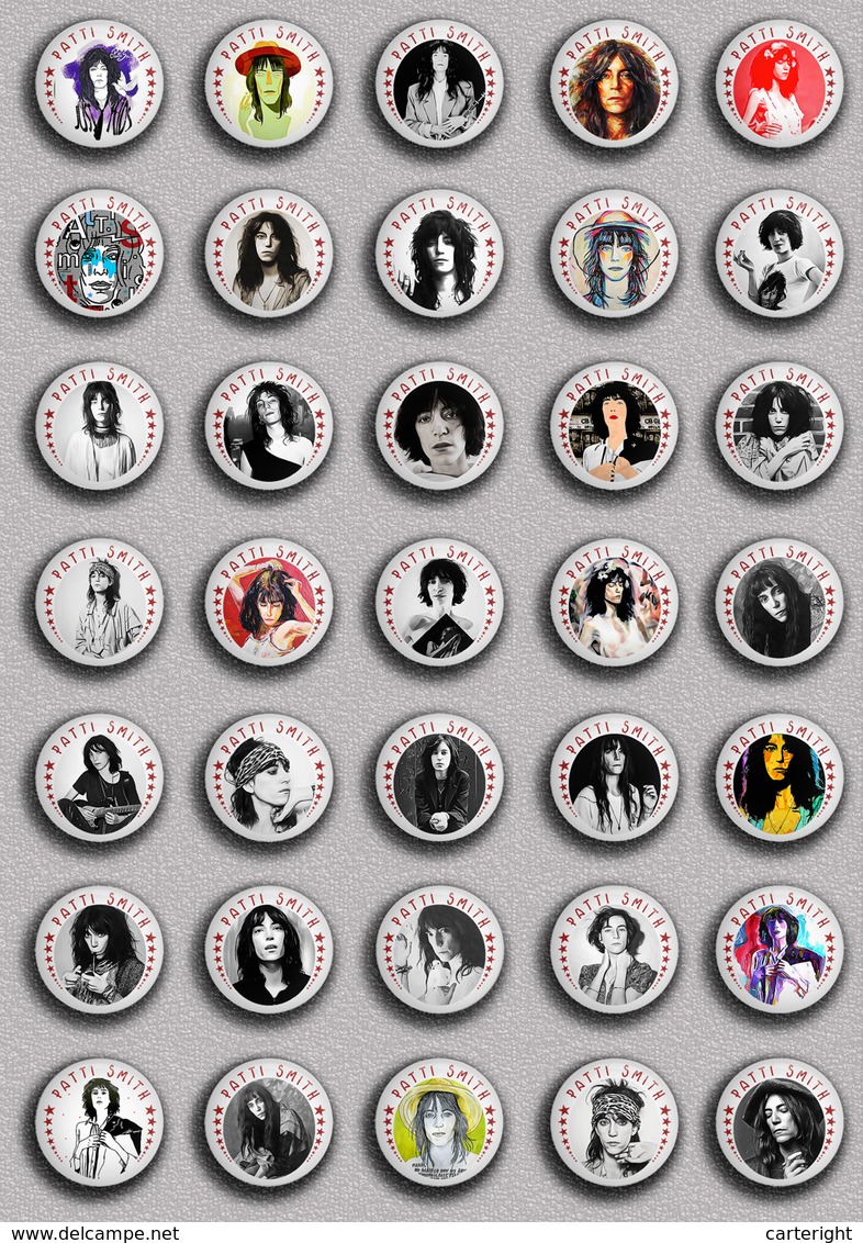 35 X PUNK ROCK Patti Smith Music Fan ART BADGE BUTTON PIN SET 1 (1inch/25mm Diameter) - Musique