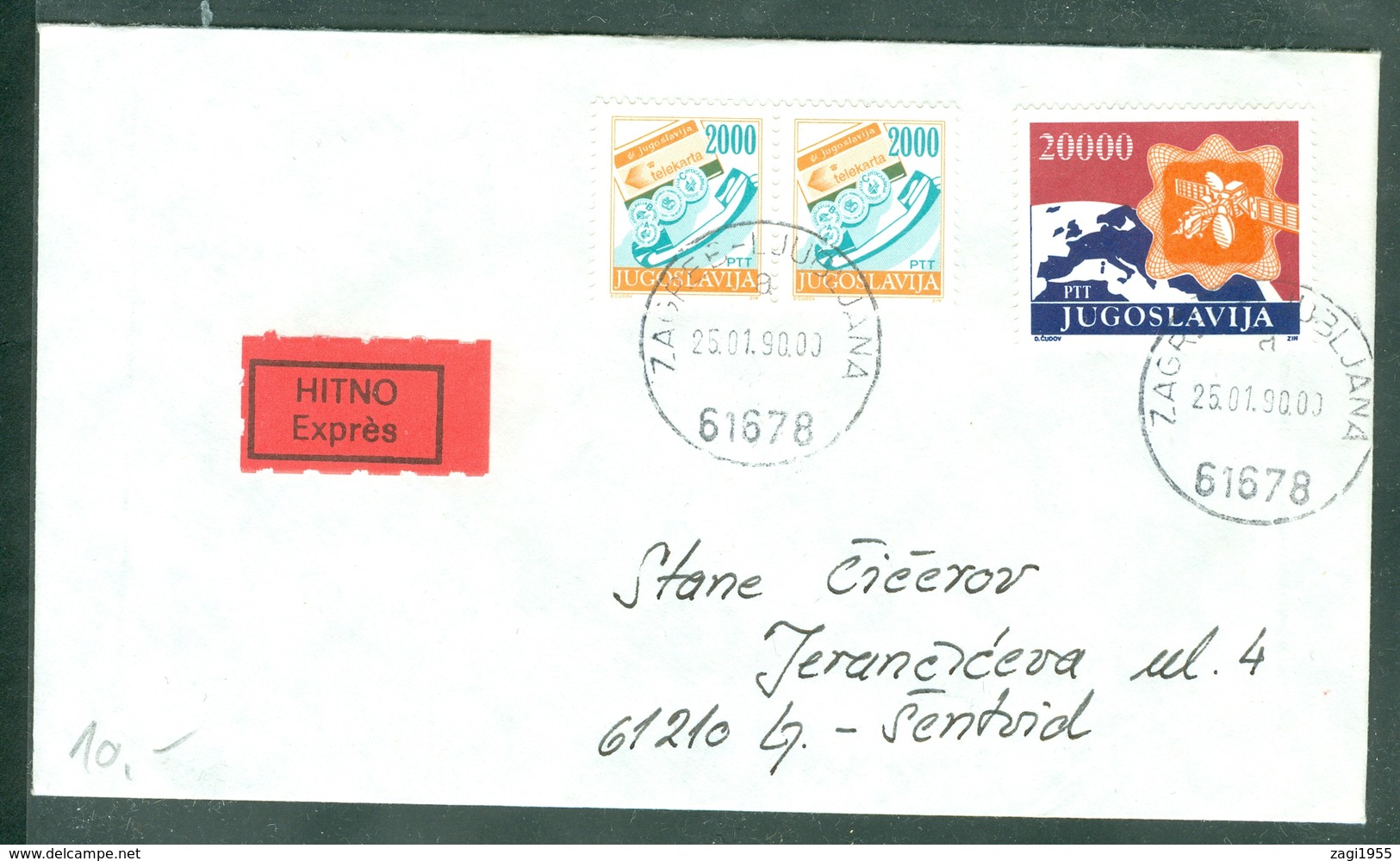 Yugoslavia 1990 Ambulance Bahnpost Railway Mail Zagreb - Ljubljana 61678 A Letter - Covers & Documents