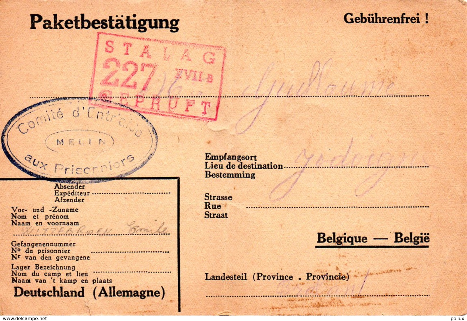 Cp Kriegsgefangenenpost Prisonnier Guerre 1939/45 Stalag XVII B GNEIXENDORF (Wien) + Censure Réception De Colis - Documents