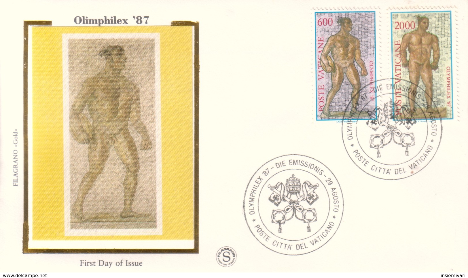 VATICANO, FDC FILAGRANO GOLD 1987, ESPOSIZIONE FILATELICA OLIMPHILEX '87. - FDC