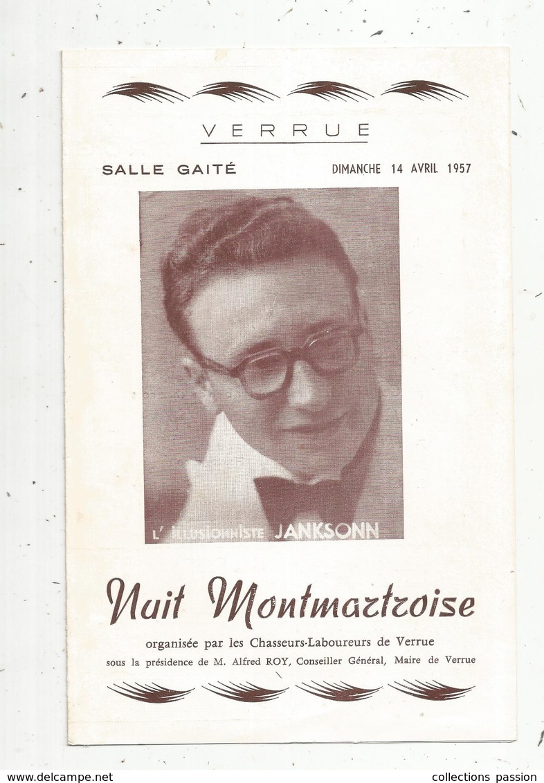 Programme ,VERRUE ,Vienne , 4 Pages, NUIT MONTMARTROISE ,1957, 2 Scans ,  Frais Fr 1.95 E - Programas