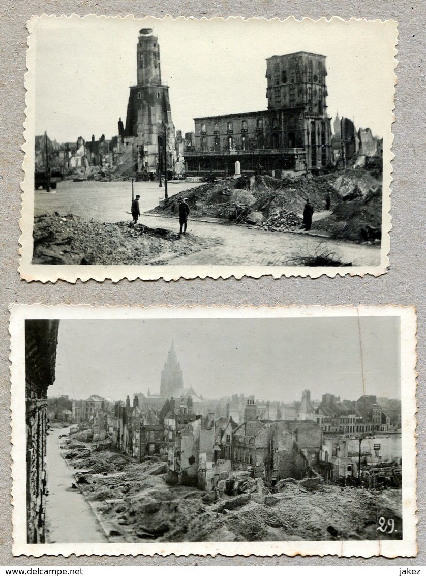 CALAIS - 2 Photos Des Ruines De La Ville En 1943  WW2 - Guerre, Militaire