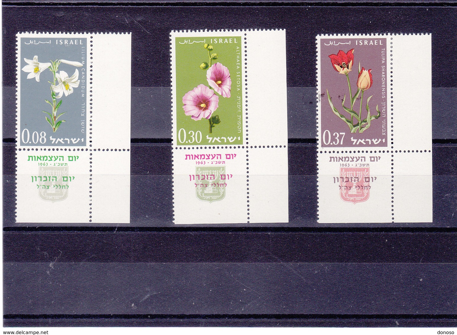 ISRAËL 1963 FLEURS Yvert 234-236 Avec Tab NEUF* Cote : 9 Euros - Unused Stamps (with Tabs)