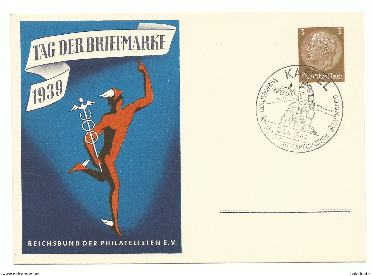 DR Ganzsache P239/02 Tag Der Briefmarke In Blau 1939 Sonderstempel KASSEL - Sonstige & Ohne Zuordnung