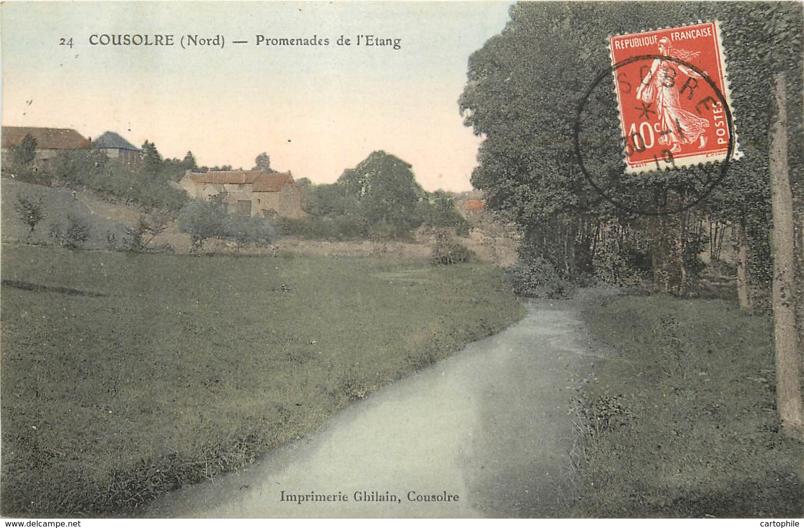 59 - COUSOLRE - Promenade De L'etang En 1919 (couleur) - Andere & Zonder Classificatie