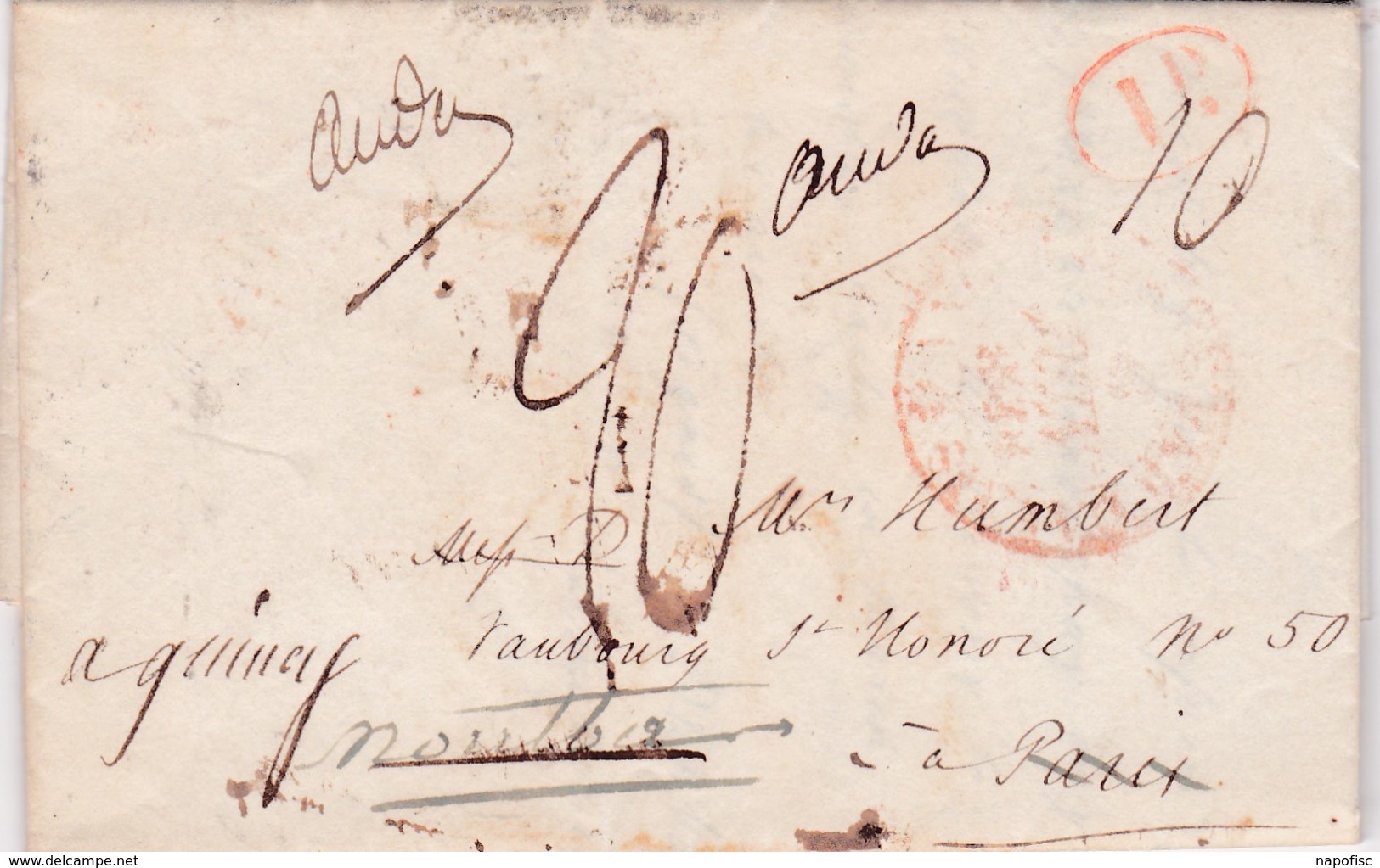 GB-Marque Postale Londres>Paris>Montbard..1838 - ...-1840 Prephilately