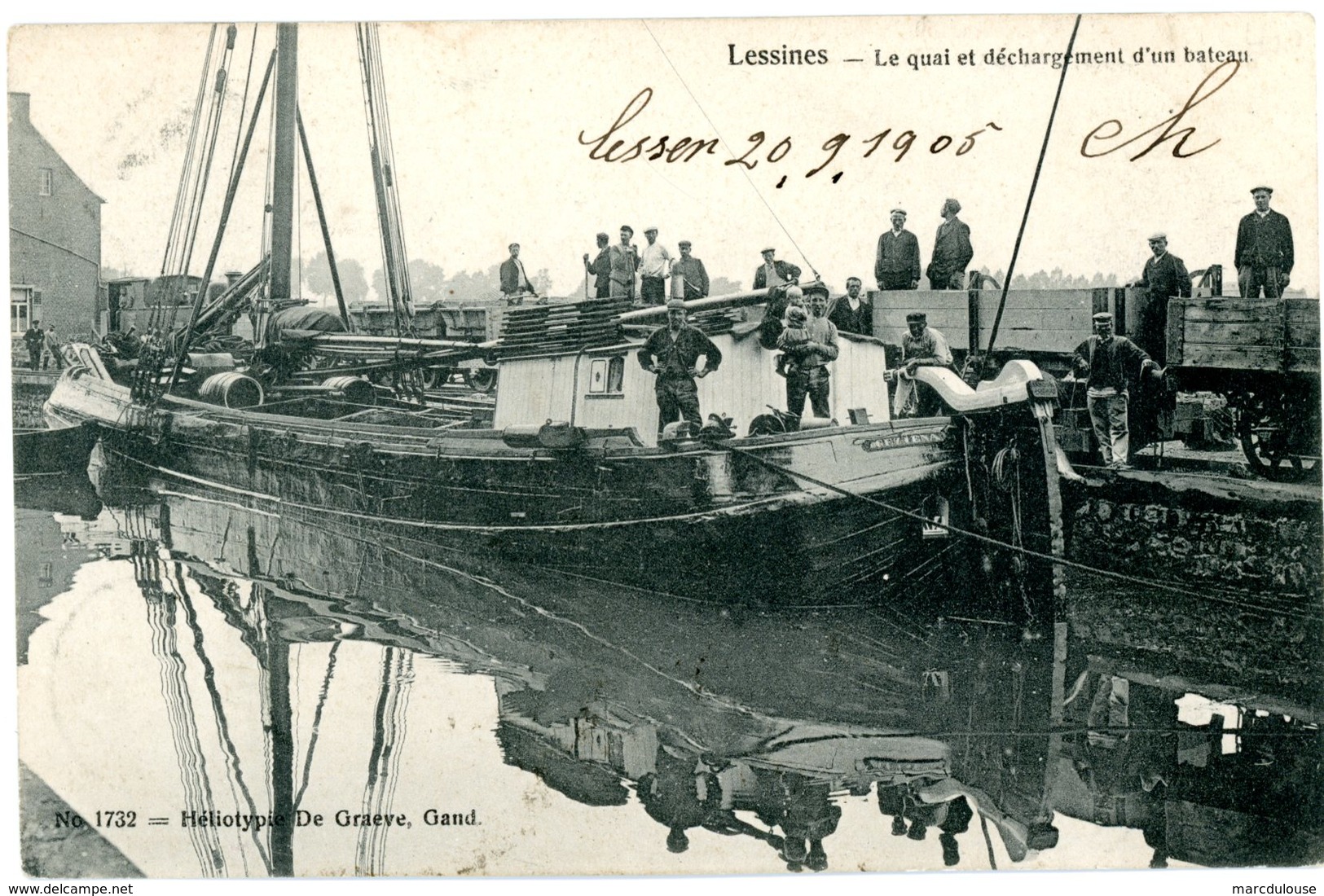 Lessines. Le Quai Et Déchargement D'un Bateau. Wagons. Lessen. Kade En Lossen Van Een Boot. Wagens. Circulé 1905. - Lessines