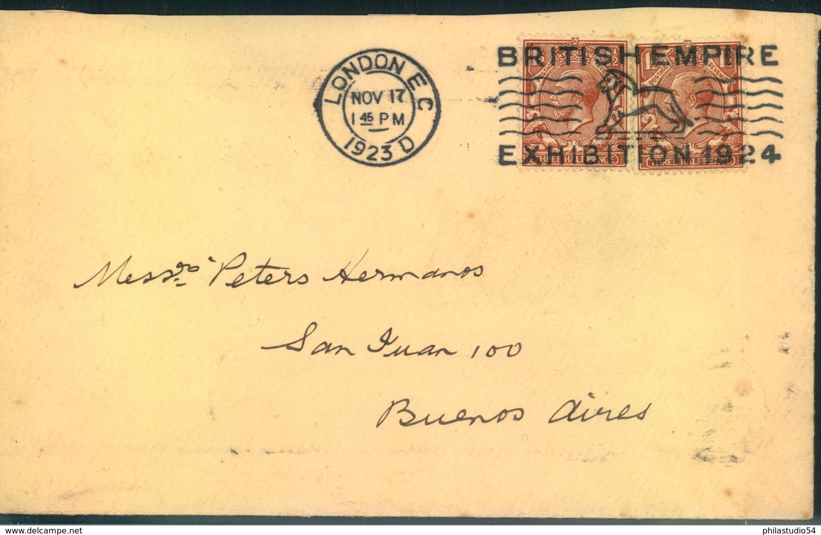 1923, Cover "BRITISH EMPIRE EXHIBITION 1924" From London To Buenos Aires - Autres & Non Classés