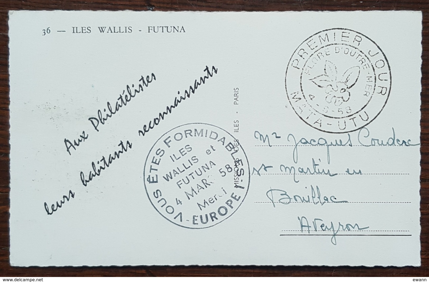 Wallis Et Futuna - Carte Maximum / CM 1958 - YT N°159 - Flore / Fleur - Cartoline Maximum