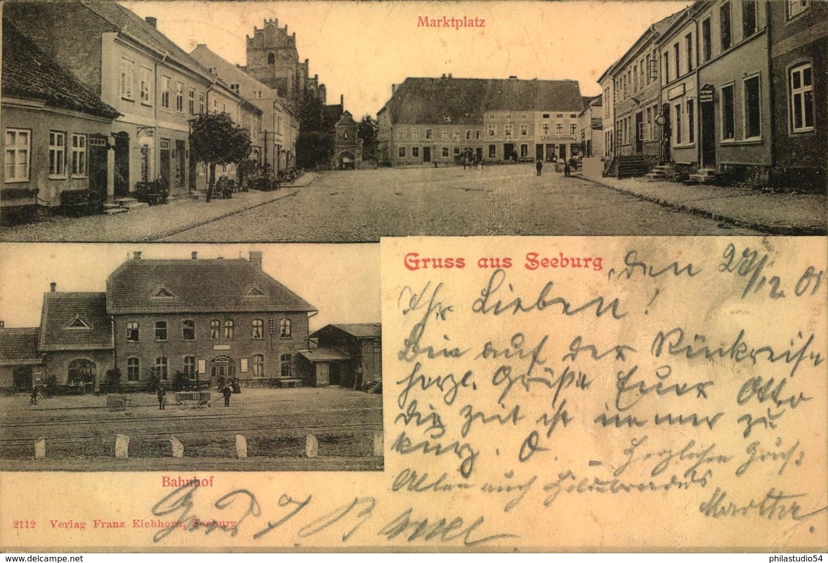 1901, "ZINTHEN-ROTHENFLIESS", Seltener Ostpreussen Bahnpoststempel Auf AK Seeburg (Masuren) - Maschinenstempel (EMA)