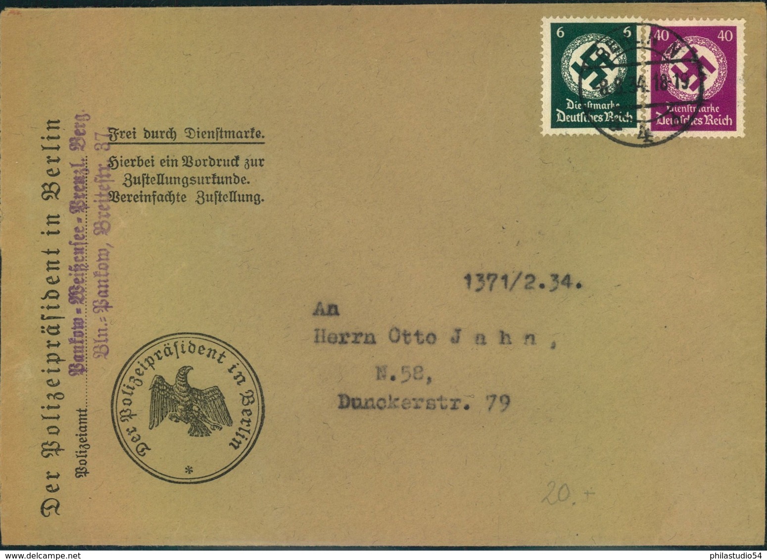 1932, Zustellung Ab ZIESAR - Servizio