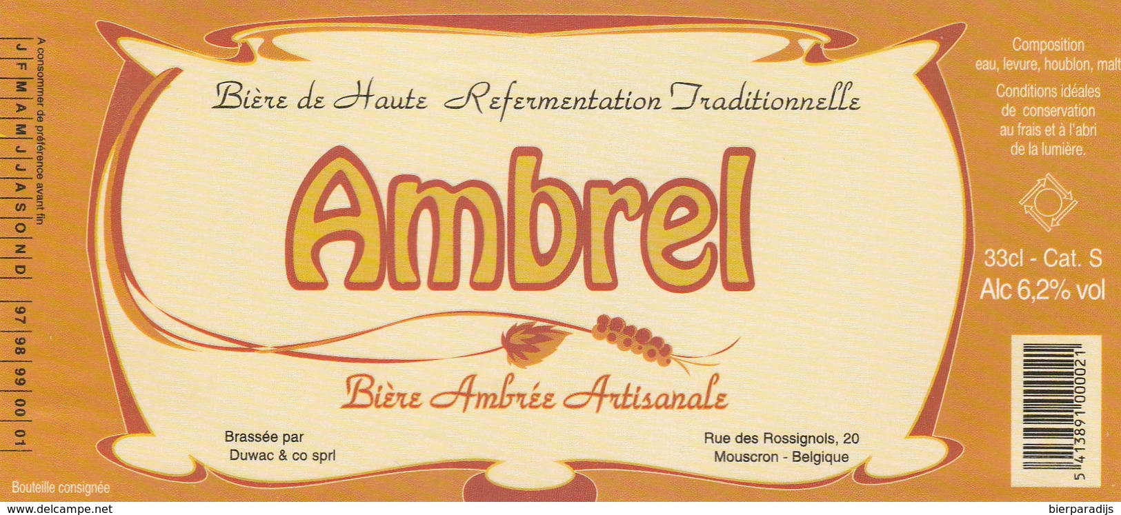 Etiket     Ambrel - Bière