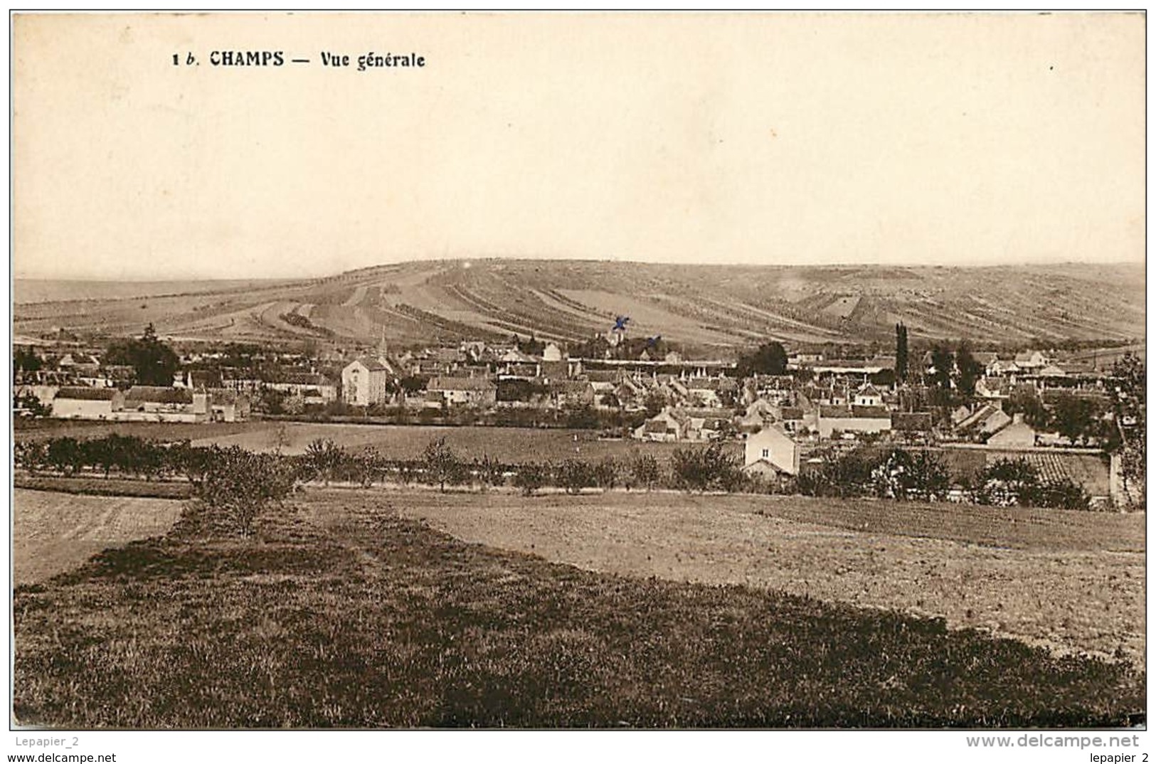 89 CHAMPS ( YONNE) Vue Générale CPA Sépia Cliché L. Pothain - Champs Sur Yonne