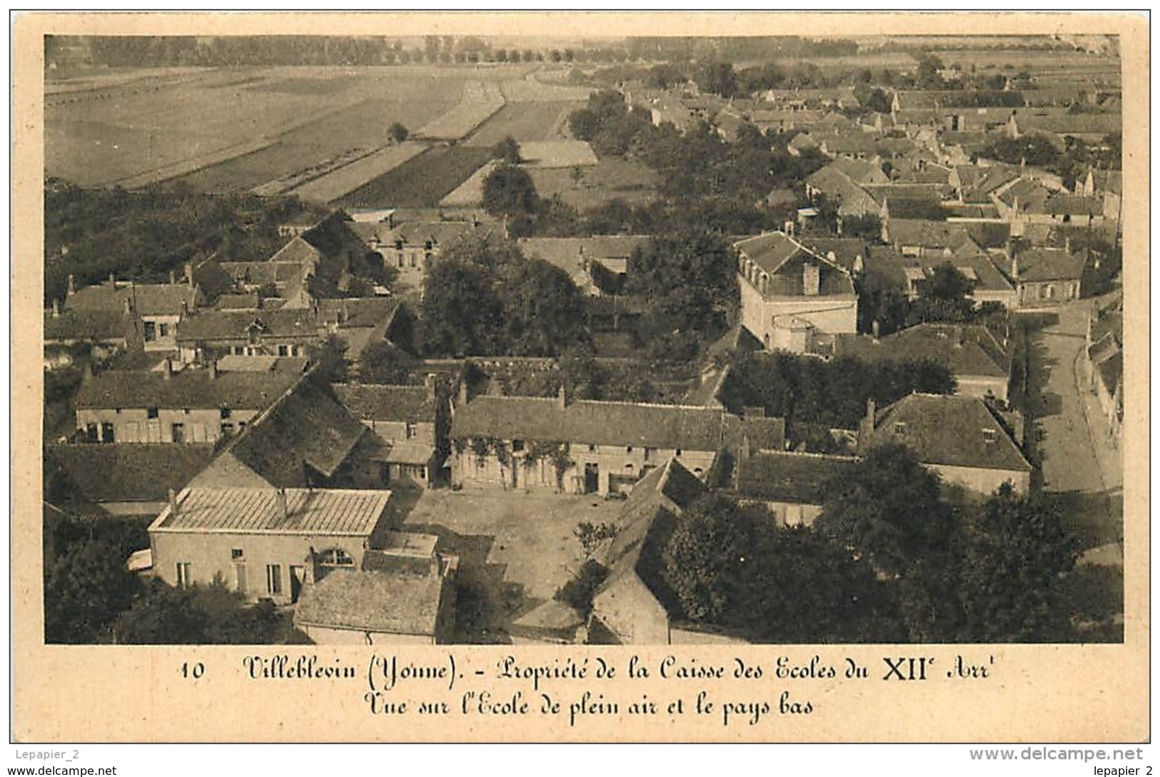 89 VILLEBLEVIN Vue Sur L'école De Plein Air  Propriété De La Caisse Des écoles Du XII E Arrondissement  CPSM PF Sépia - Villeblevin