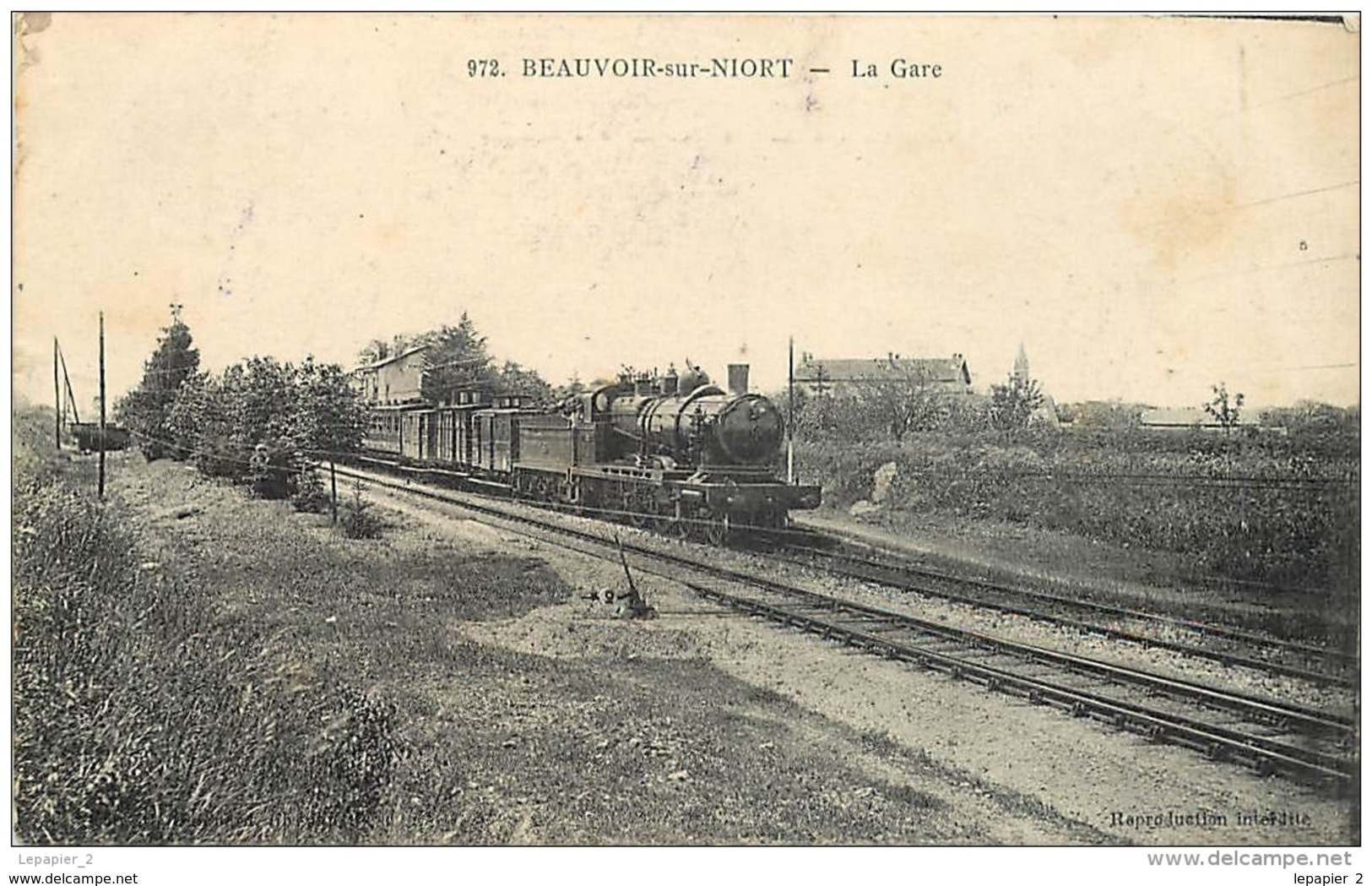 79 BEAUVOIR SUR NIORT La Gare ( Train Locomotive Vapeur ) CPA N°972 - Beauvoir Sur Niort