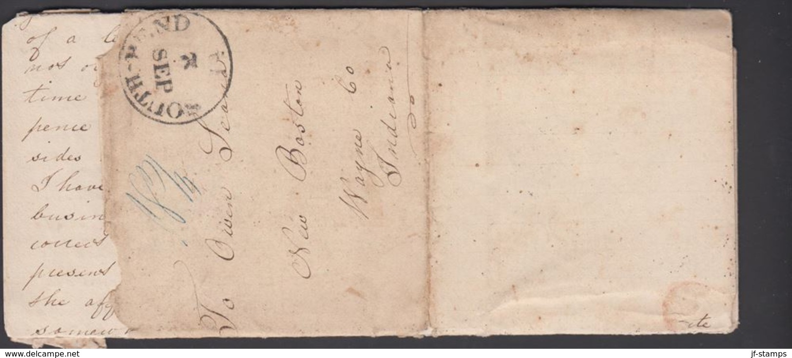 1839. SOUTH BEND SEP 2. Letters Inverted. To Indiana. () - JF301251 - …-1845 Vorphilatelie