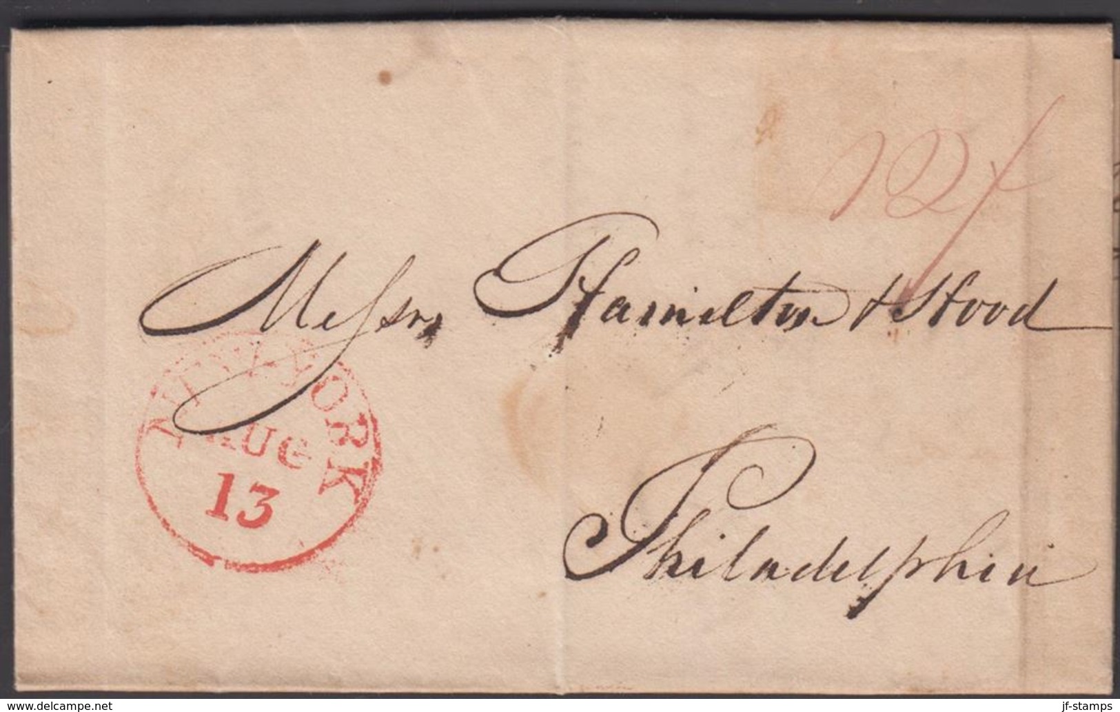 1823. 12 + NEW YORK AUG 13. Dated New York August 13th 1823.  () - JF301305 - …-1845 Voorfilatelie