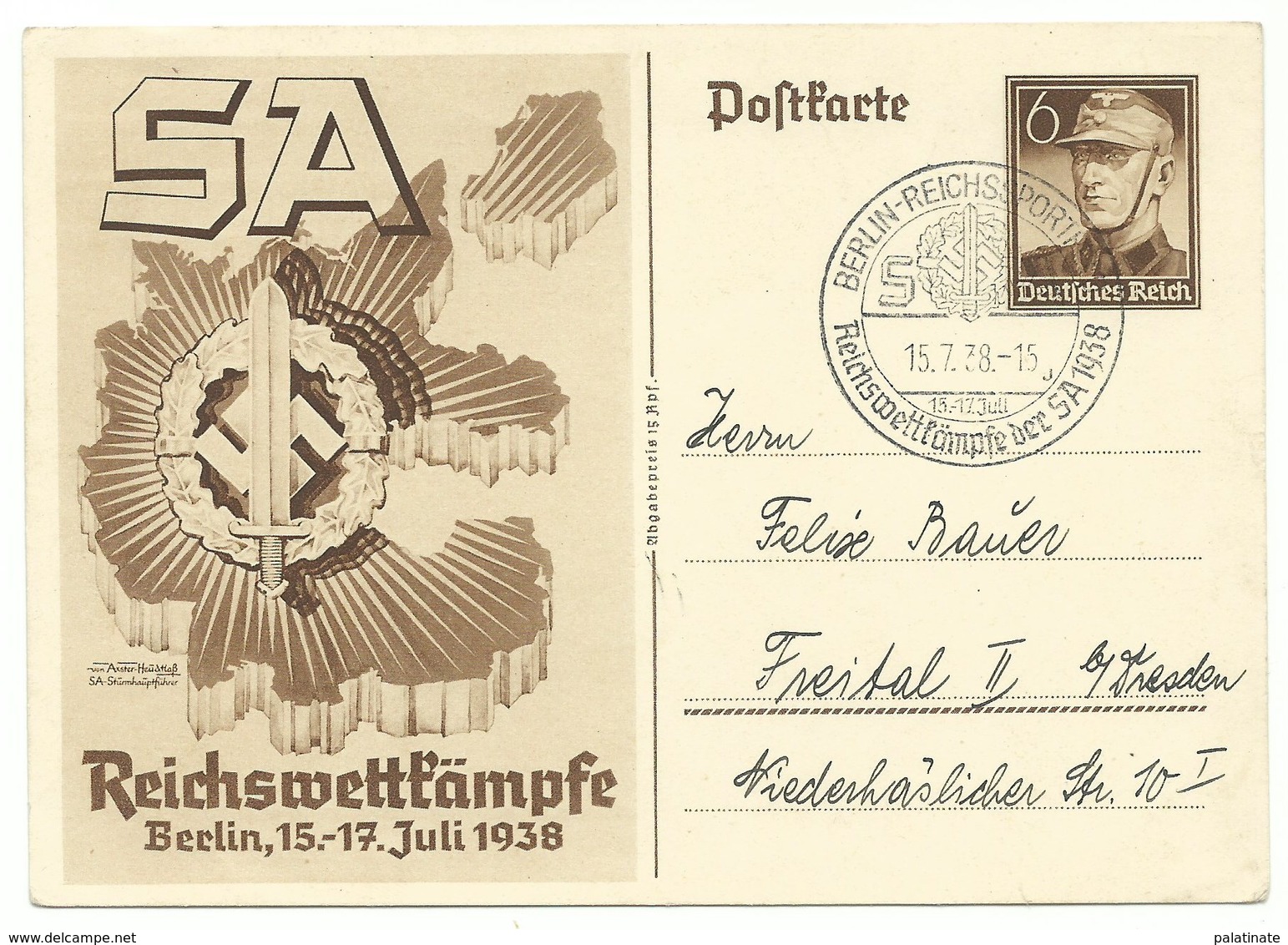 DR Ganzsache P271 Reichswettkämpfe 1938 Sonderstempel - Sonstige & Ohne Zuordnung