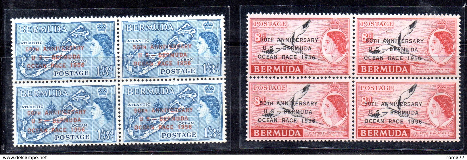 W1492 - BERMUDA 1956 ,  Yvert N. 152/153  Quartina Integra *** - Bermuda